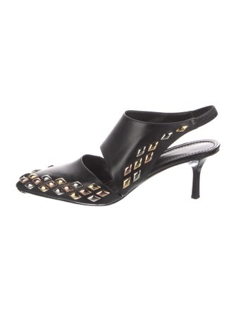 Louis Vuitton Leather Studded Accents Slingback Pumps