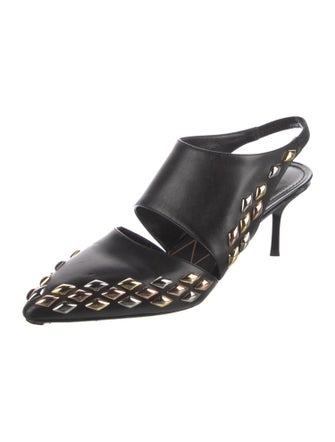 Louis Vuitton Leather Studded Accents Slingback Pumps