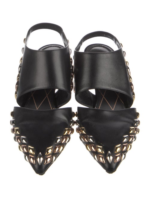 Louis Vuitton Leather Studded Accents Slingback Pumps