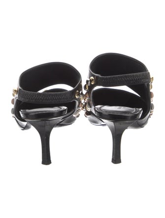 Louis Vuitton Leather Studded Accents Slingback Pumps