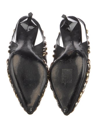 Louis Vuitton Leather Studded Accents Slingback Pumps