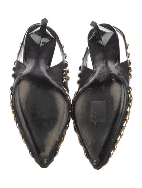 Louis Vuitton Leather Studded Accents Slingback Pumps