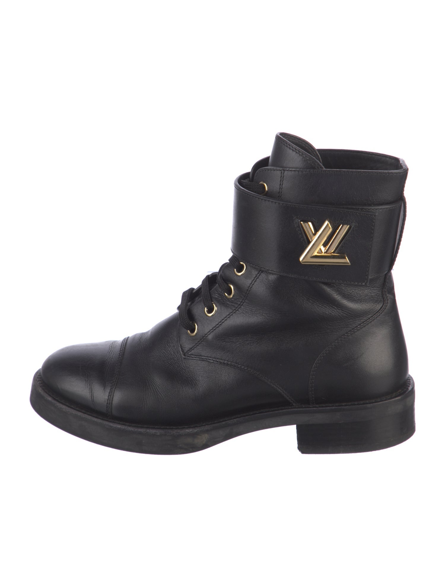 Louis Vuitton Signature Logo Leather Combat Boots