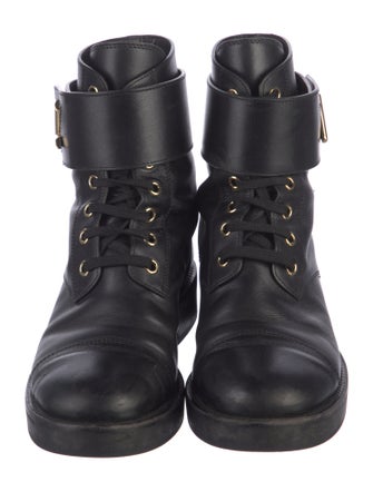 Louis Vuitton Signature Logo Leather Combat Boots