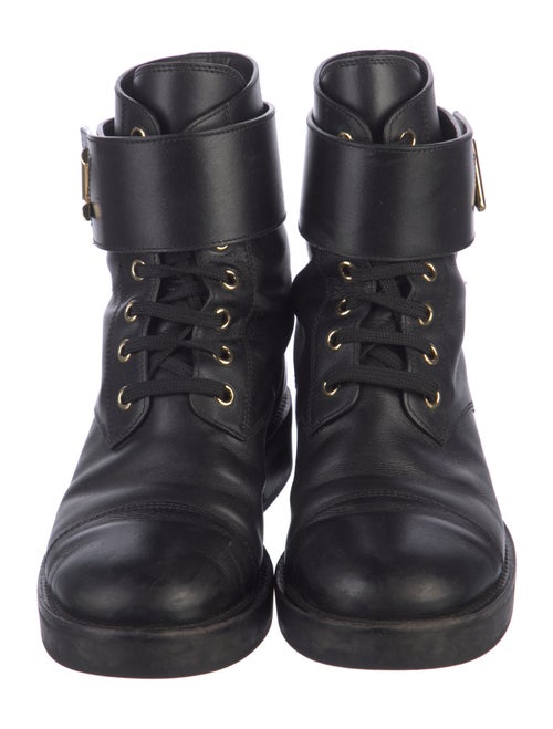 Louis Vuitton Signature Logo Leather Combat Boots