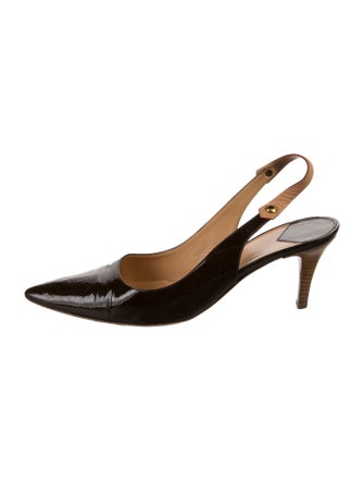 Louis Vuitton Monogram Pattern Patent Leather Slingback Pumps