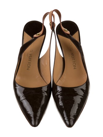 Louis Vuitton Monogram Pattern Patent Leather Slingback Pumps