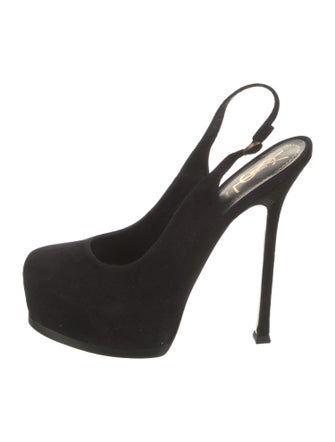 Yves Saint Laurent Rive Gauche LV Monogram Suede Slingback Pumps