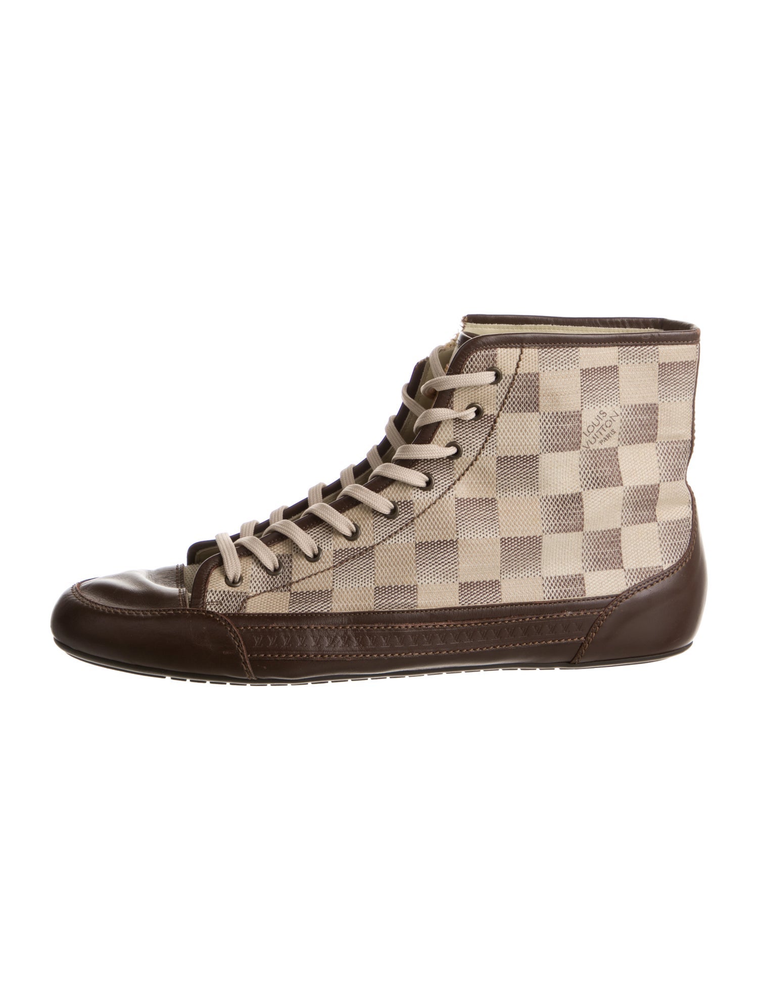 Louis Vuitton Damier Ebene Pattern Leather Sneakers