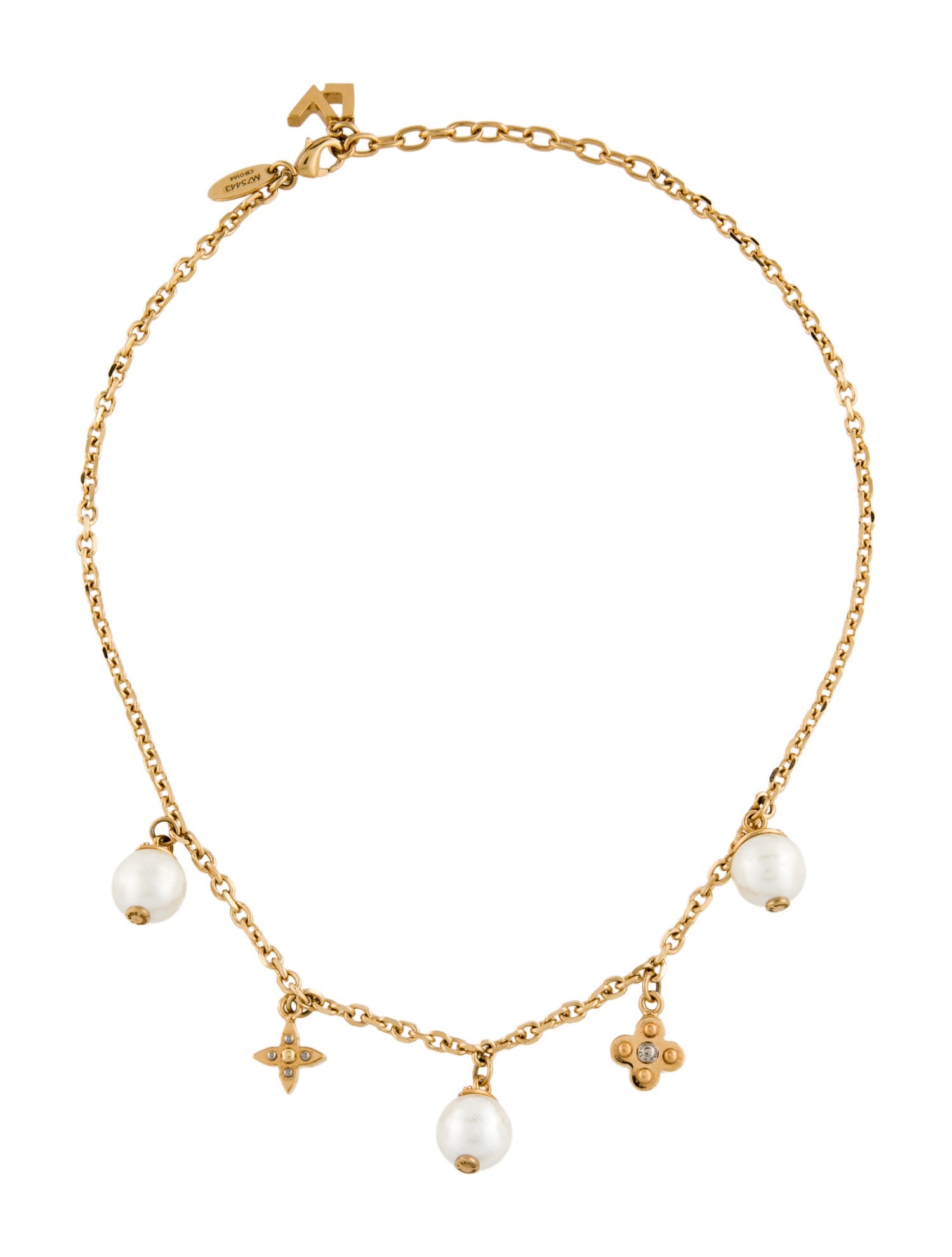 Louis Vuitton Faux Pearl Station Necklace