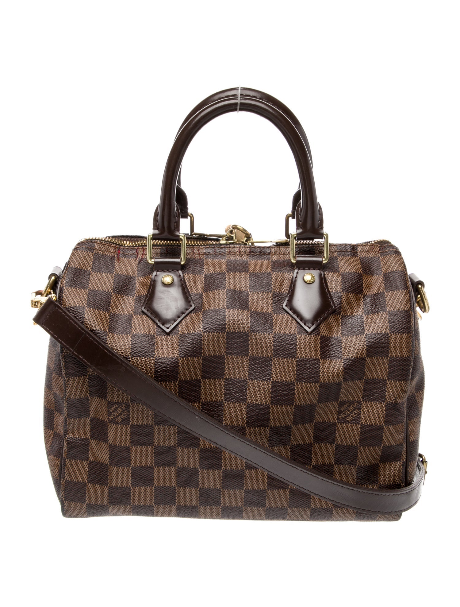 Louis Vuitton Damier Ebene Speedy Bandouliere 25 Brown Handle