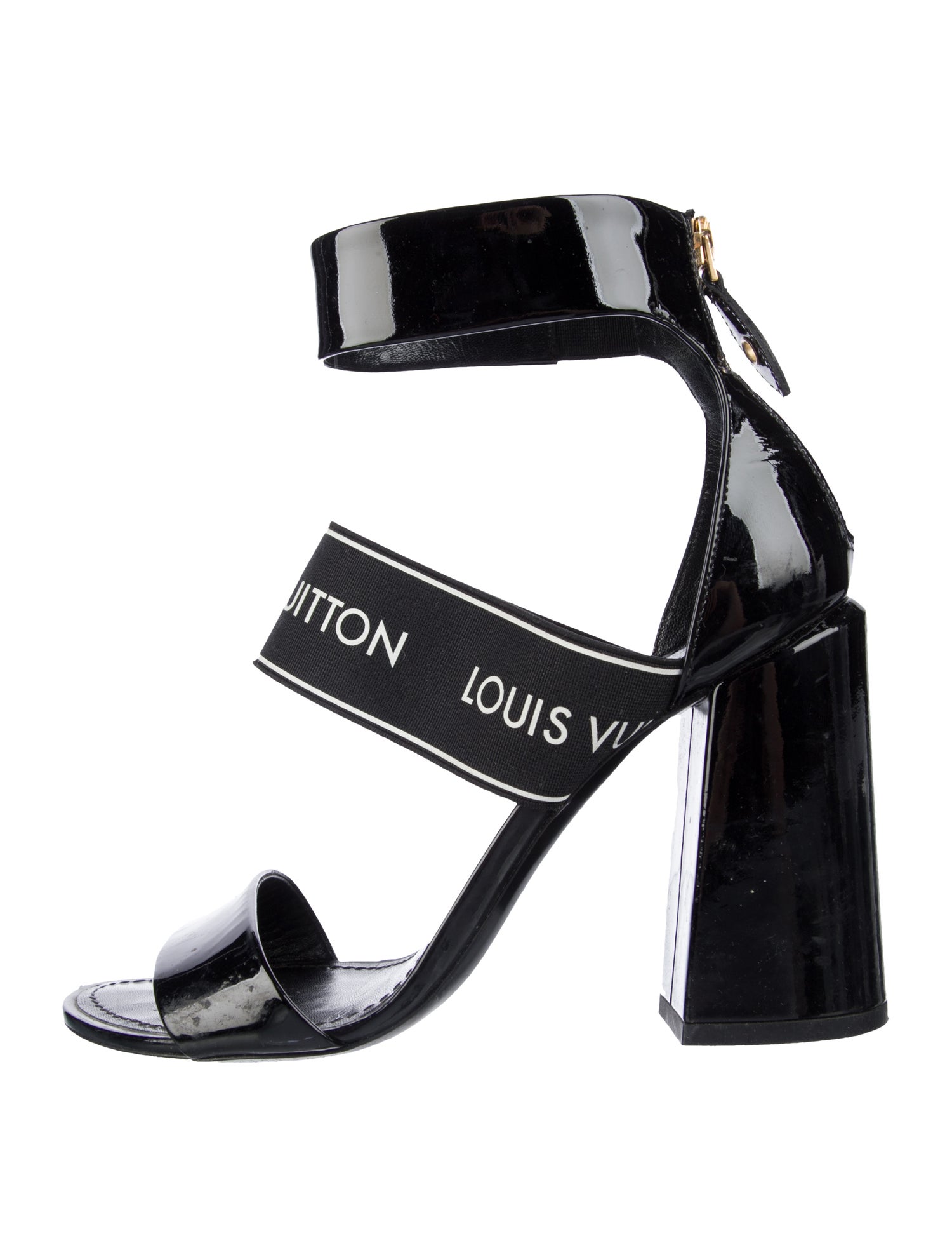 Louis Vuitton Patent Leather Graphic Print Sandals