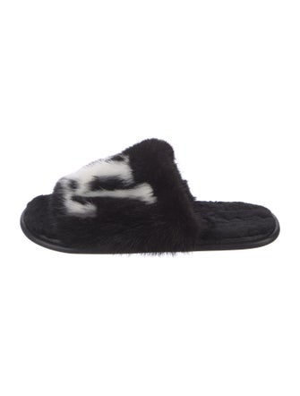 Louis Vuitton Mink Graphic Print Slides