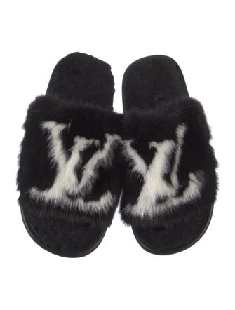 Louis Vuitton Mink Graphic Print Slides