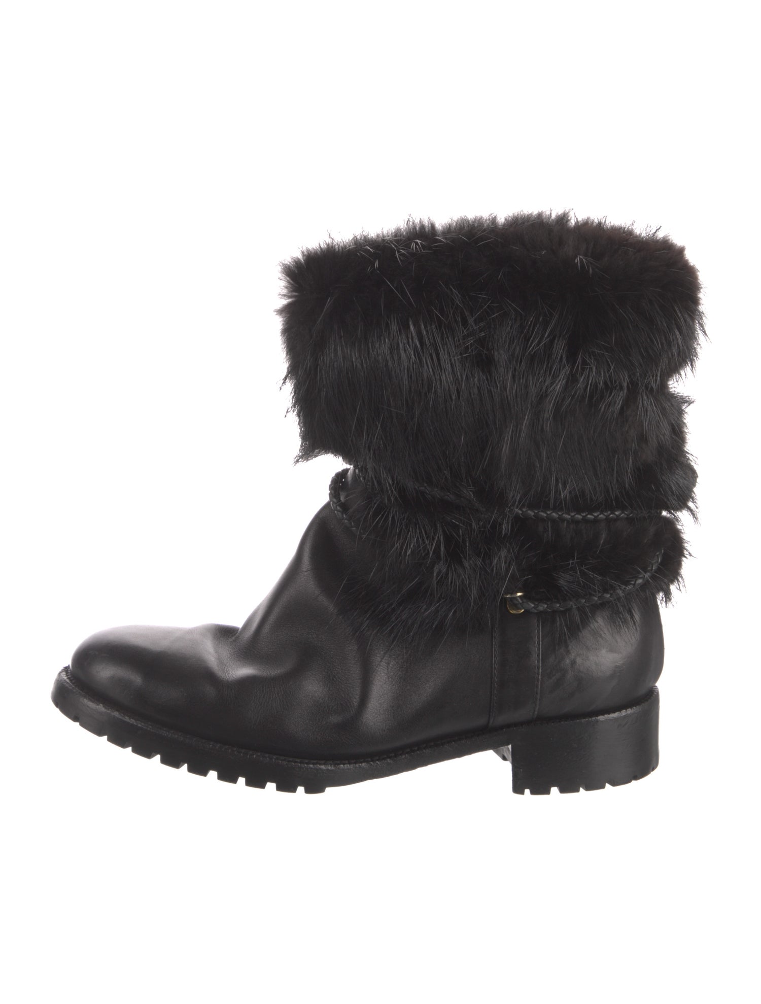 Louis Vuitton Leather Tassel Accents Moto Boots