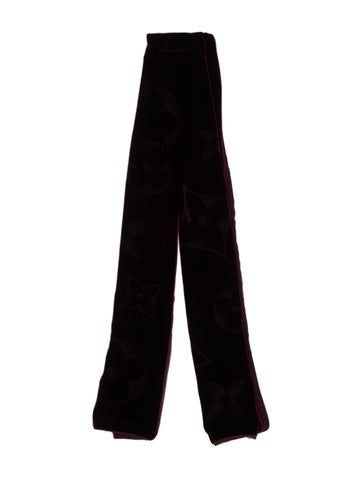 Louis Vuitton Scarves and Shawls Velvet Monogram Pattern Scarf