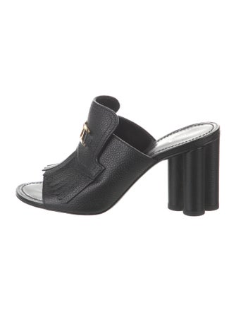 Louis Vuitton Signature Logo Leather Slides