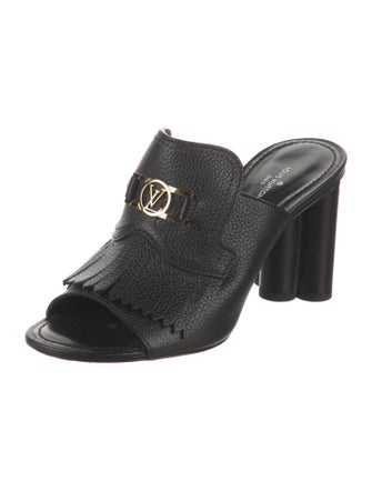 Louis Vuitton Signature Logo Leather Slides