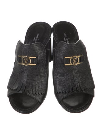Louis Vuitton Signature Logo Leather Slides