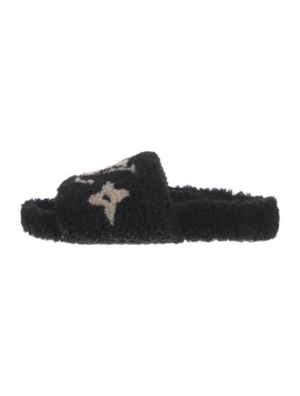 Louis Vuitton LV Monogram Shearling Slides