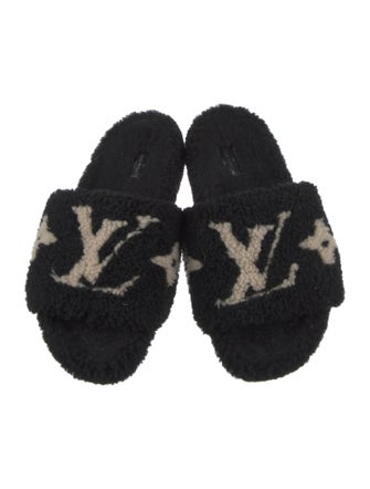 Louis Vuitton LV Monogram Shearling Slides