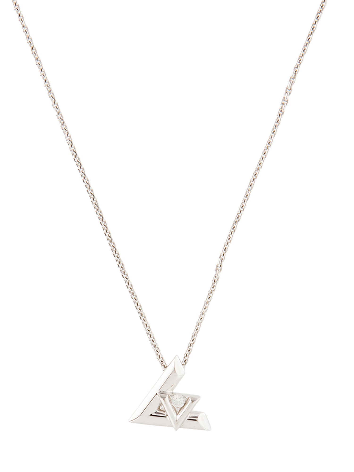 Louis Vuitton 18K Diamond LV Volt Pendant Necklace