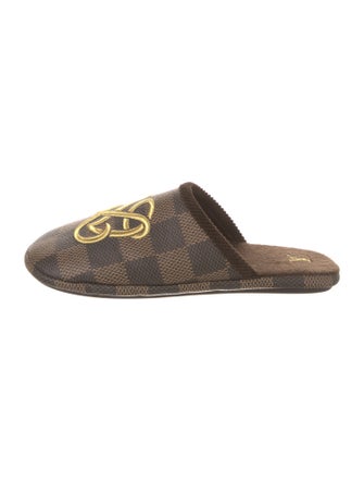 Louis Vuitton Damier Ebene Pattern Embroidered Accent Slippers
