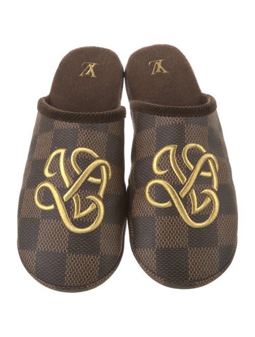 Louis Vuitton Damier Ebene Pattern Embroidered Accent Slippers
