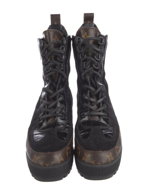 Louis Vuitton 2018 Crocodile Embossed Laureate Desert Boots Combat Boots