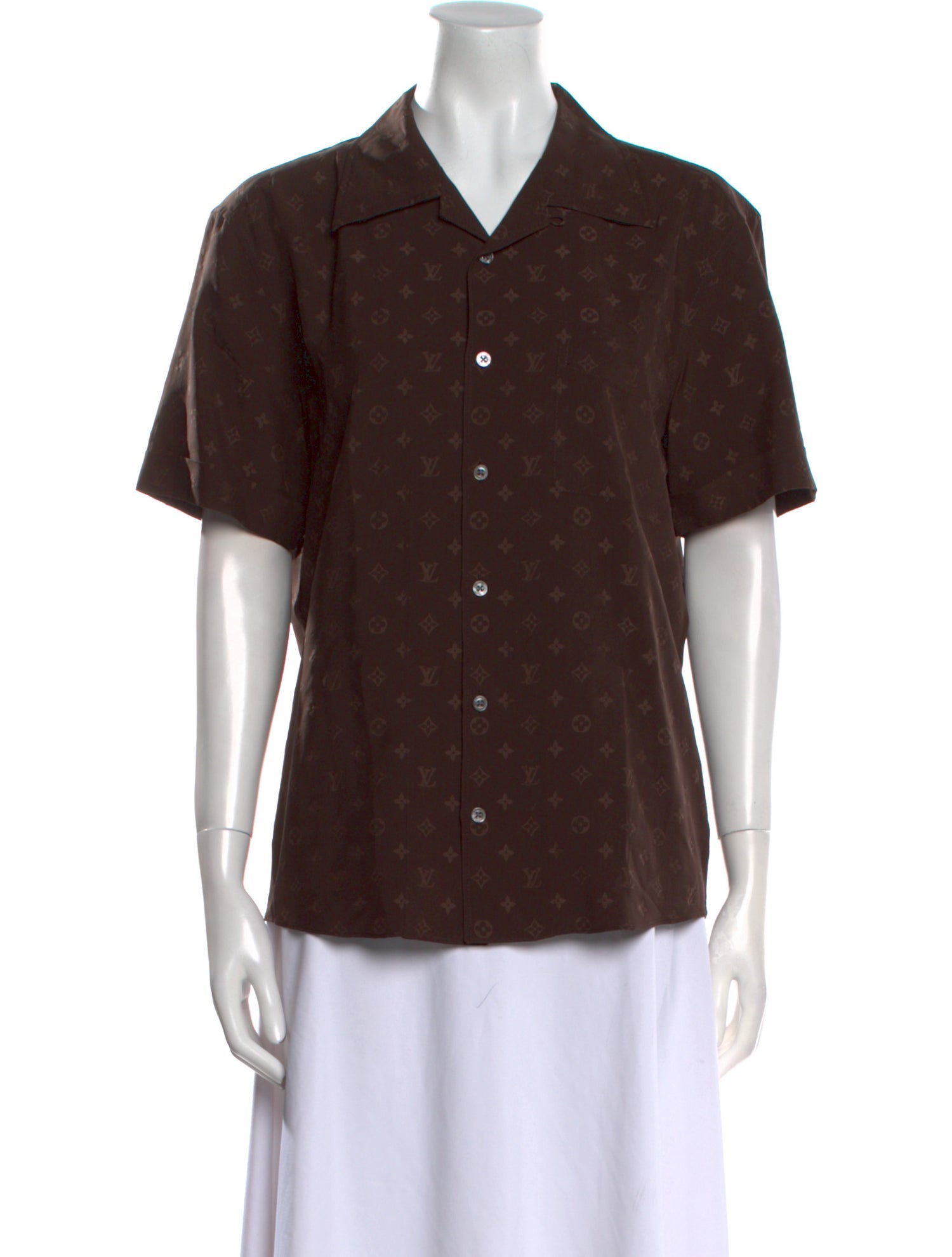 Louis Vuitton Silk Short Sleeve Button-Up Top