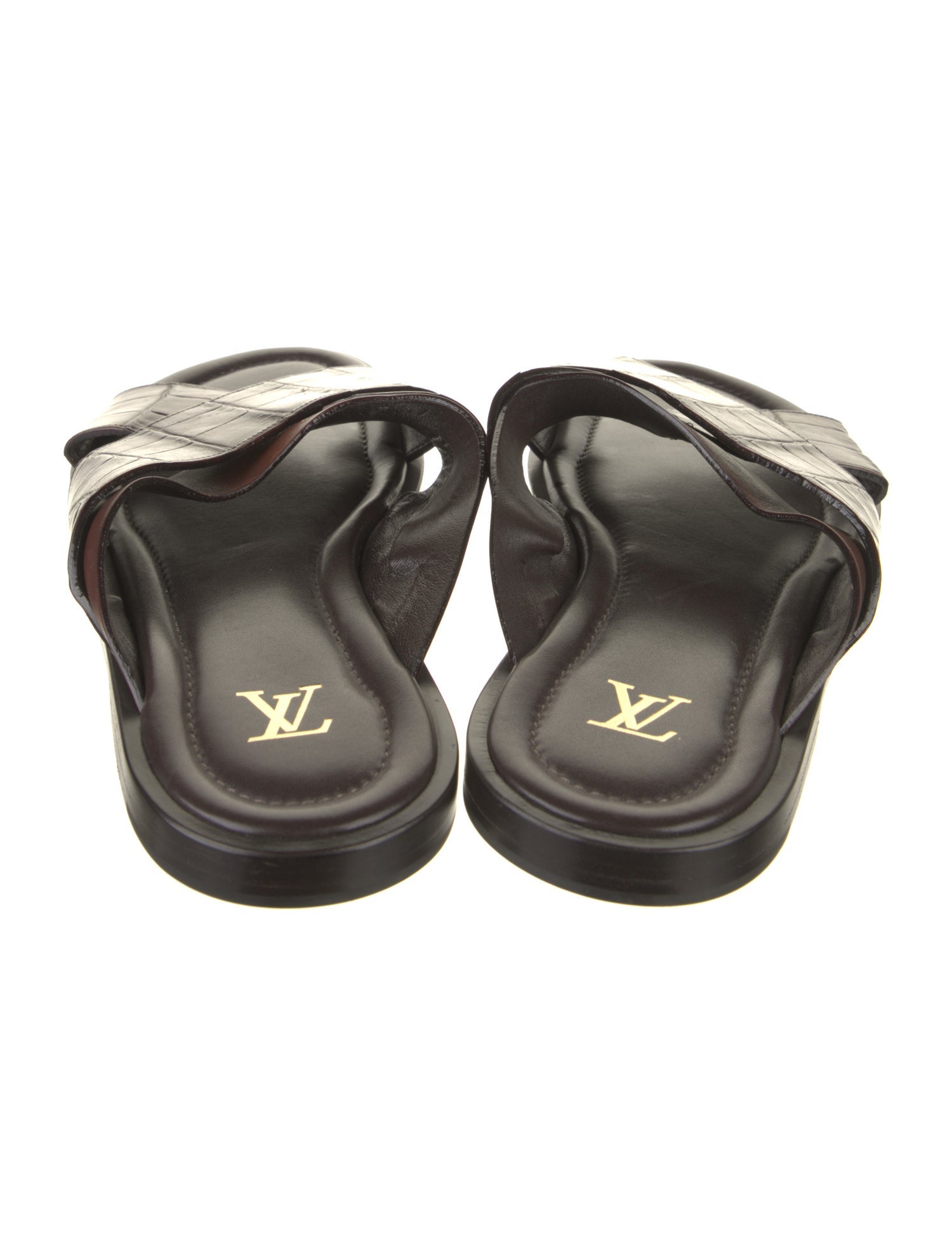 Louis Vuitton 2016 Foch Crocodile Embossed Slides