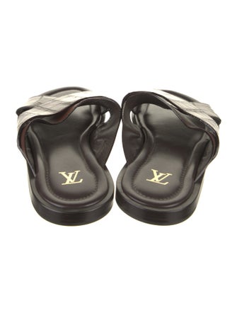 Louis Vuitton 2016 Foch Crocodile Embossed Slides