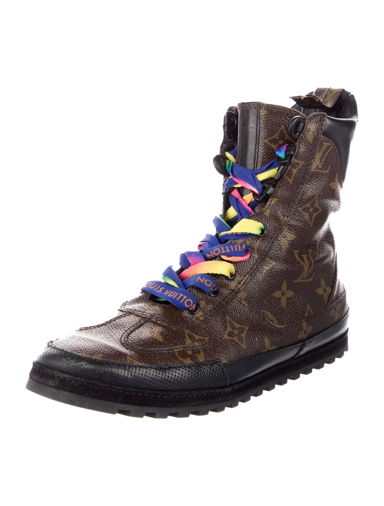 Louis Vuitton Monogram Pattern Combat Boots
