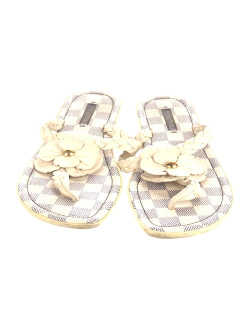 Louis Vuitton Damier Azur Pattern Leather Slides