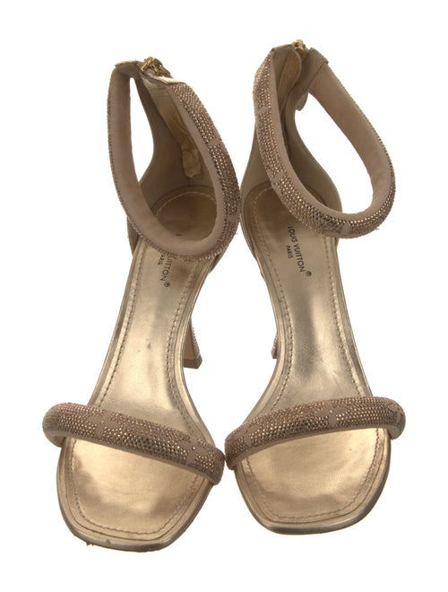 Louis Vuitton Leather Crystal Embellishments Sandals