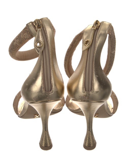 Louis Vuitton Leather Crystal Embellishments Sandals