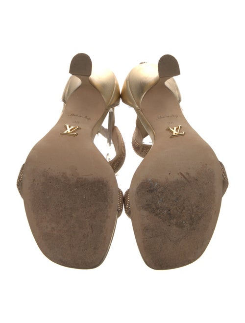Louis Vuitton Leather Crystal Embellishments Sandals