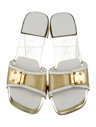 Louis Vuitton Leather Colorblock Pattern Slides