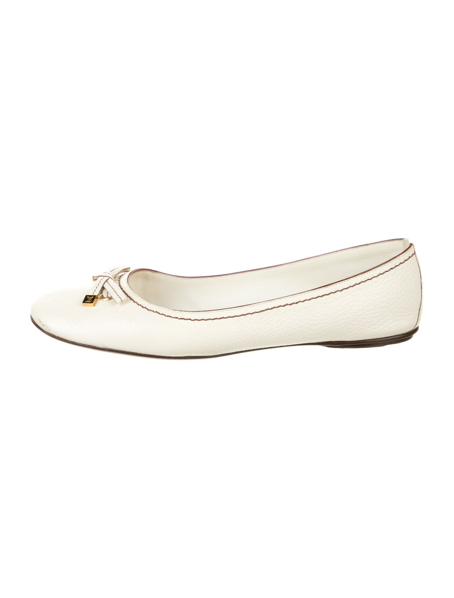 Louis Vuitton Leather Bow Accents Ballet Flats