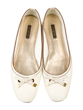 Louis Vuitton Leather Bow Accents Ballet Flats