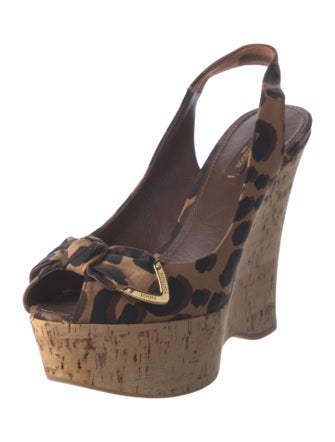 Louis Vuitton Canvas Animal Print Slingback Pumps