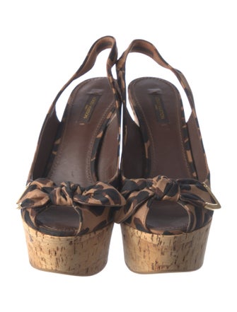 Louis Vuitton Canvas Animal Print Slingback Pumps