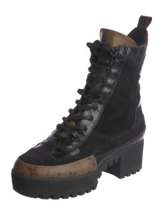Louis Vuitton LV Monogram Suede Combat Boots