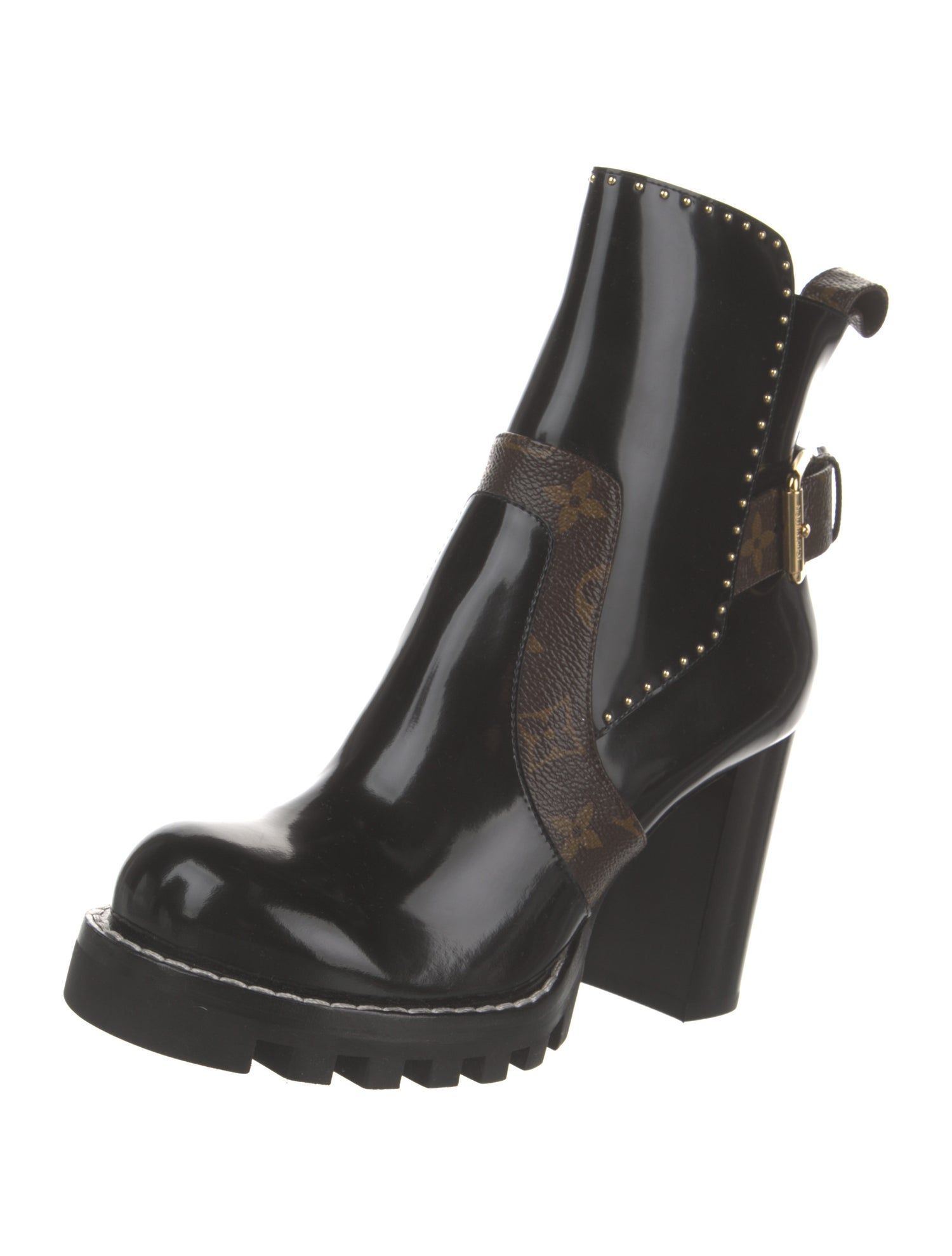 Louis Vuitton Monogram Pattern Patent Leather Boots