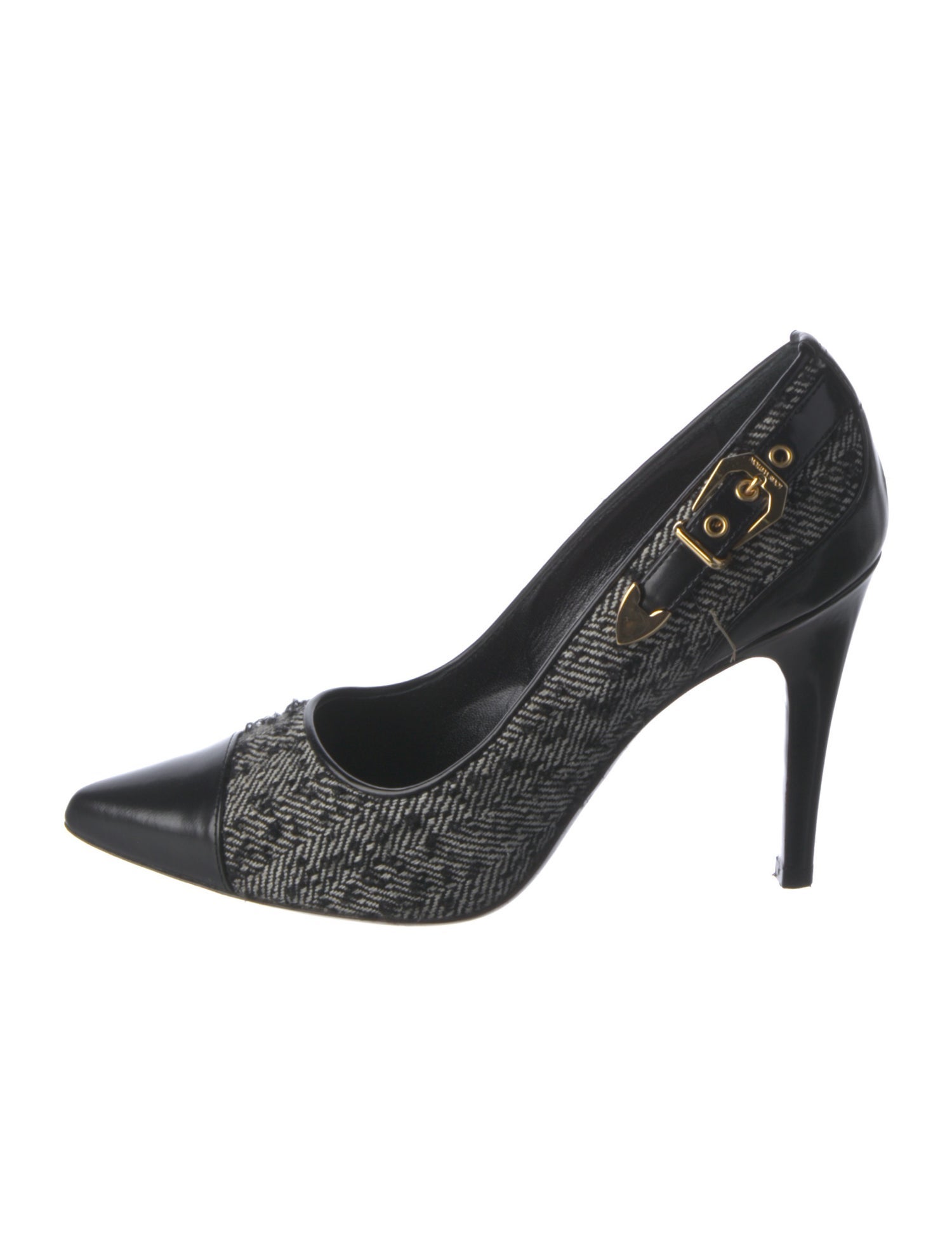 Louis Vuitton Leather Tweed Pattern Pumps