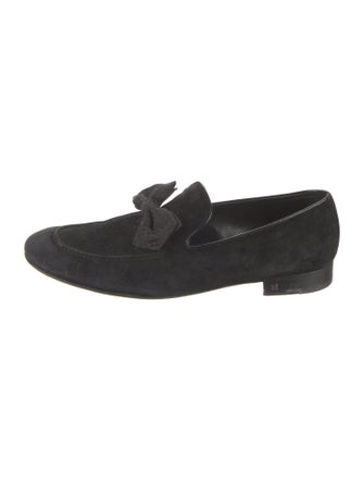 Louis Vuitton Suede Bow Accents Loafers