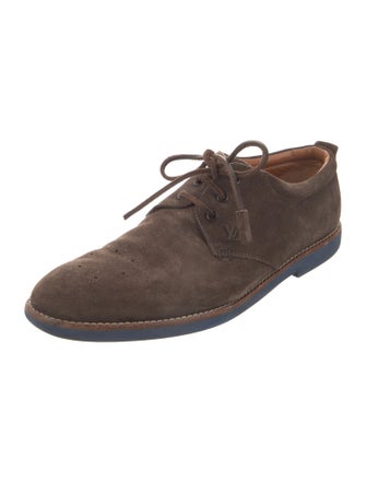 Louis Vuitton Suede Lasercut Accents Derby Shoes