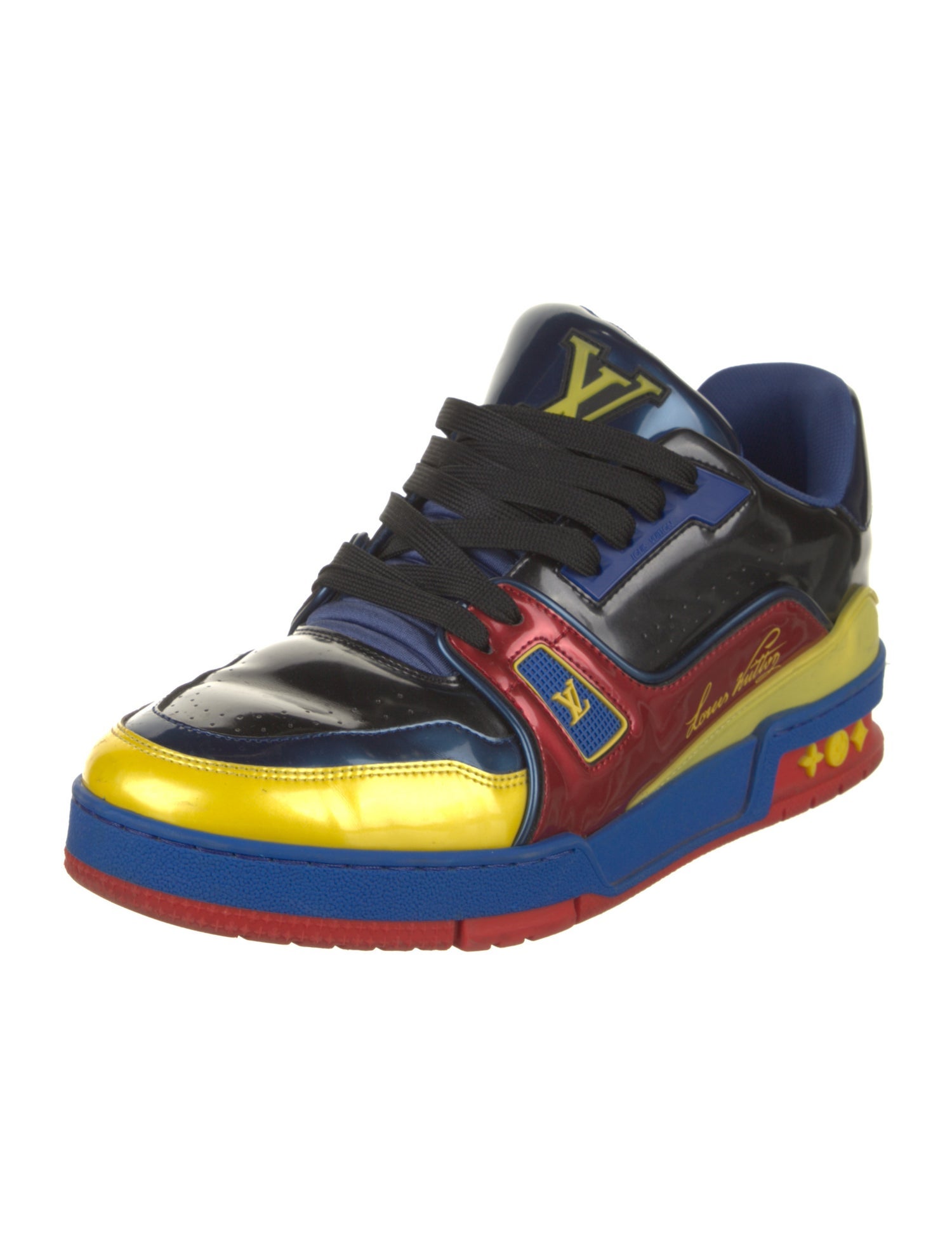 Louis Vuitton Patent Leather Colorblock Pattern Sneakers