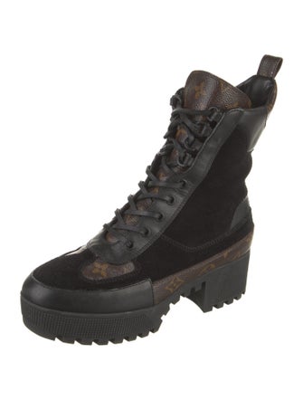 Louis Vuitton LV Monogram Suede Combat Boots