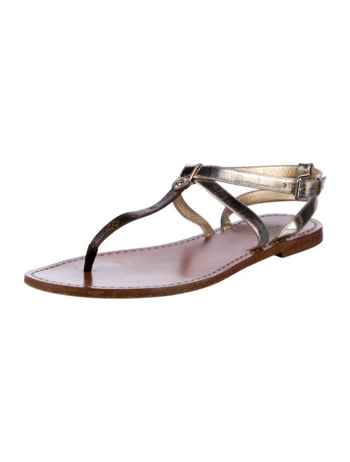 Louis Vuitton LV Monogram Leather T-Strap Sandals